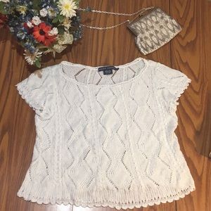 Raulph Lauren L Italian yarn white crop top shirt